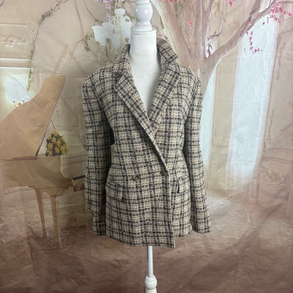 NEW Boss Janka Double Breasted Checkered Blazer - Picture 3 of 10